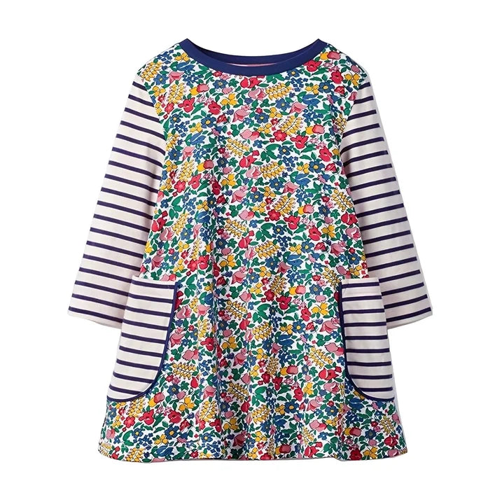 HILEELANG toddle Girls Long Sleeved Dresses Christmas Winter Cotton Casual Cute Party Cartoon Animal Unicorn Pattern Dress