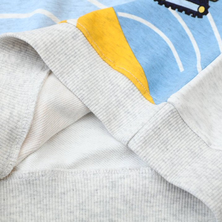 HILEELANG Toddler Boy Long Sleeve Sweatshirts Grey Excavator Graphic Crewneck Pullover Cotton Top Sweater Shirts