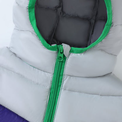 HILEELANG Toddler Boy Winter Hodded Puffer Color-Block Jackets Coats Light Weight Outerwear Green
