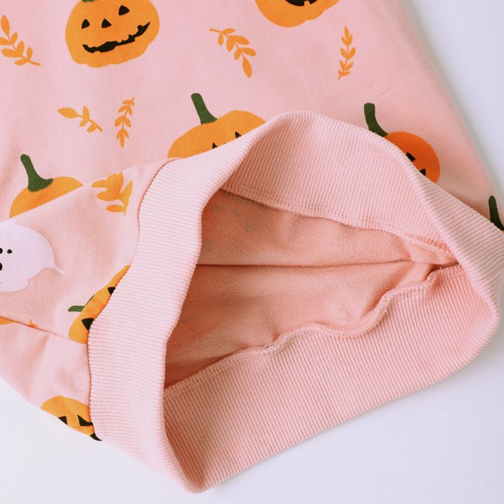 HILEELANG Toddler(18M-7T) Halloween Sweatshirt – 100% Cotton Pullover with Pumpkin Ghost and Leaf Print, Pinkish Brown Fall Crewneck for Boys Girls