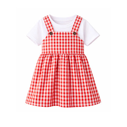 HILEELANG 2-7T Toddler/Little Girls Red Gingham 100% Cotton Dress