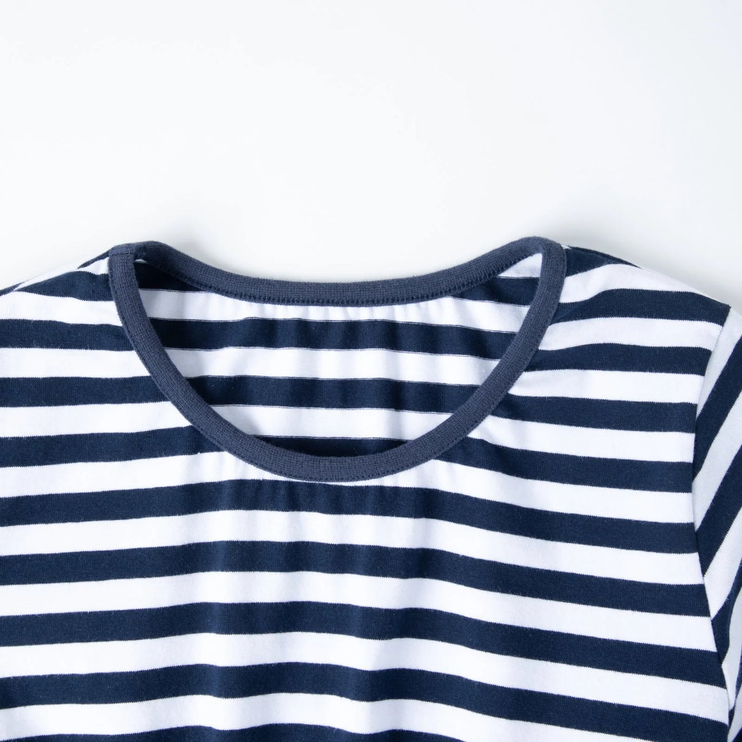 HILEELANG 4–13 Little/Big Girls Navy White Stripe Casual Short Sleeve Dress with Waist Tie