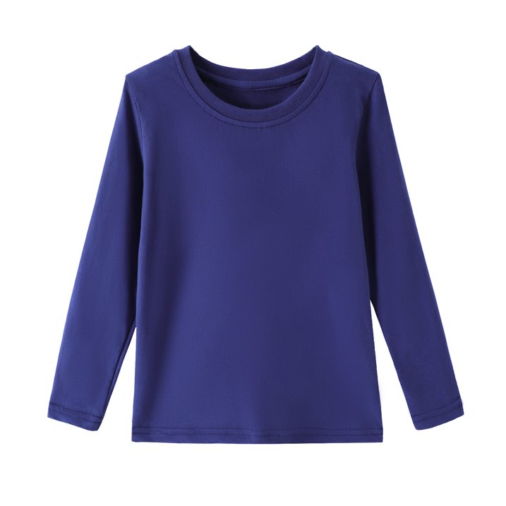 HILEELANG Girls 100% Cotton Long Sleeve T-Shirt 4-Pack, Purple Stripe Navy Pink White, Casual Everyday Tops
