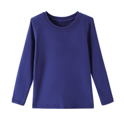 HILEELANG Girls 100% Cotton Long Sleeve T-Shirt 4-Pack, Purple Stripe Navy Pink White, Casual Everyday Tops