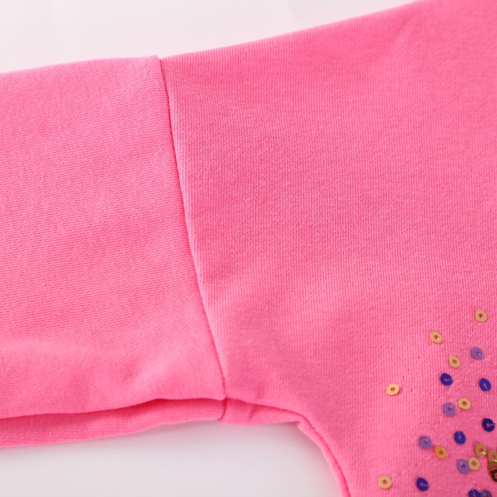 HILEELANG Toddler(2-7Y) Rose Pink Falling Shoulder Sleeves Sweatshirt Girls Star Print Pullover Fall Top