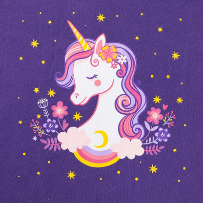 HILEELANG Toddler Girls' Long Sleeve Tee Shirt Cotton Crewneck Unicorn Graphic Tops T-Shirts Blue Pink 3 Packs