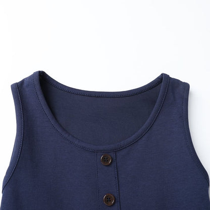 HILEELANG 3-13Y Girls School Jumper Dress with Pockets Sleeveless Uniform Dress Elastic Back Waist for Toddler Little Big Girls Navy Blue