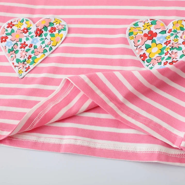 HILEELANG toddle Girls Long sleeved Dresses Christmas Casual Winter Cotton Casual Cute Party Cartoon Striped printing Pattern Dress
