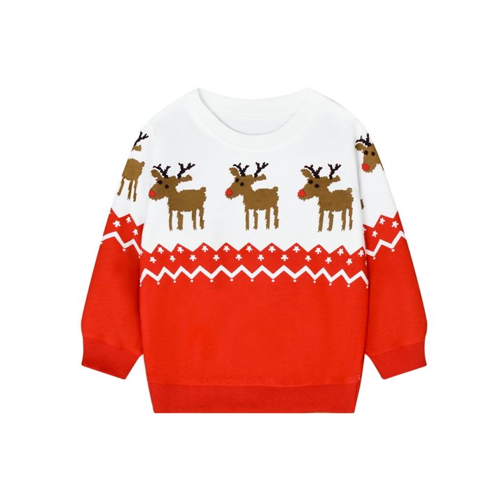 HILEELANG Toddler Boy（2-7Y) Sweatshirts Christmas Red Graphic Elk Pullover Cotton Crewneck Clothes