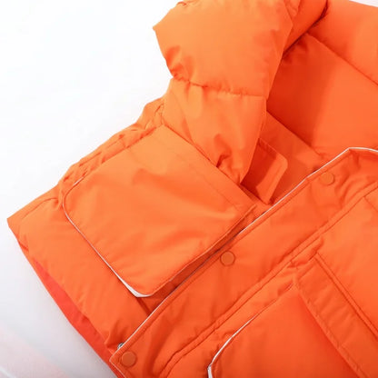 HILEELANG Kids Big Boys Lightweight Puffer Jacket with Hood Warm Light Weigh Water-Resistant Winter Coat for Kids 6-13, Bright Orange Safety Color