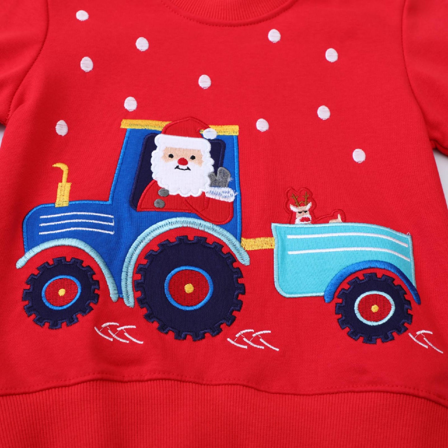 HILEELANG Toddler Boy Sweatshirts Red Christmas Cotton Casual Crewneck Santa Claus Applique Pullover Tops Sweater Shirts