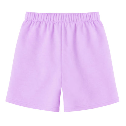 HILEELANG Toddler Girl' Cotton Shorts 2-Pack with Pockets, Grey/purple