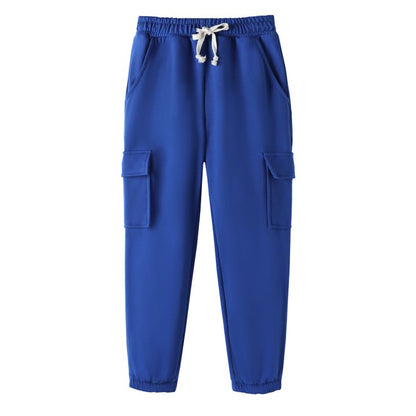HILEELANG 3-Pack Boys' Sweatpants 5-15 Years Black/Charcoal/Blue Elastic Waist Pants