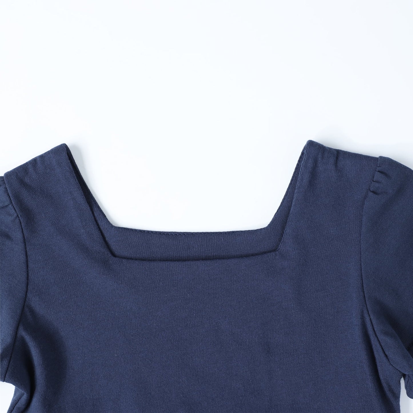HILEELANG Toddler Girls 2-8T 100% Cotton Tiered Dress Solid Navy Short Sleeve Casual Dress