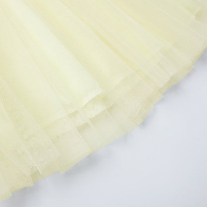 HILEELANG 2-7T Toddler Little Girls Multicolor Striped Ribbed Tulle Dress, Soft Yellow Sleeveless Summer Sundress