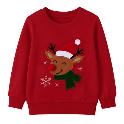 HILEELANG Toddler Boys Christmas Elk Embroidery Sweatshirt and Pants Set, 2 Piece Long Sleeve Outfit for Kids, Cotton Fall Winter Clothes
