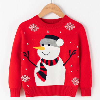HILEELANG Toddler Boy Girl Christmas Sweater Knite Pullover Xmas Red Snowman Sweatshirts Tops