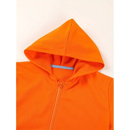 HILEELANG 4-12 Toddler/Little/Big Boys Girls Orange Solid Color Zip Up Hoodie