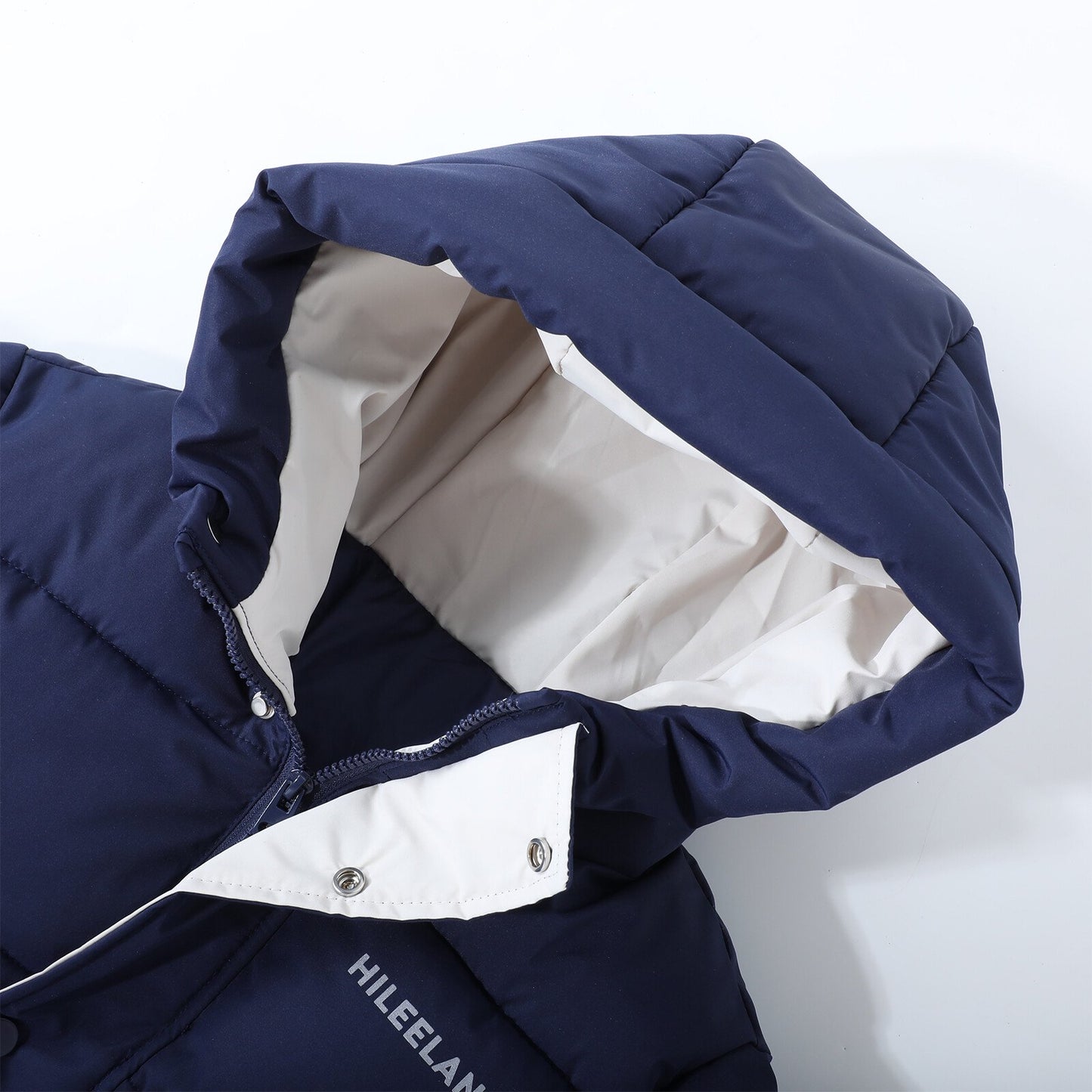 HILEELANG Kids Big Boys Winter Puffer Jacket with Hood Warm Light Weight Padded Water-Resistant Coat for Kids 6-13 Years, Classic Navy Blue