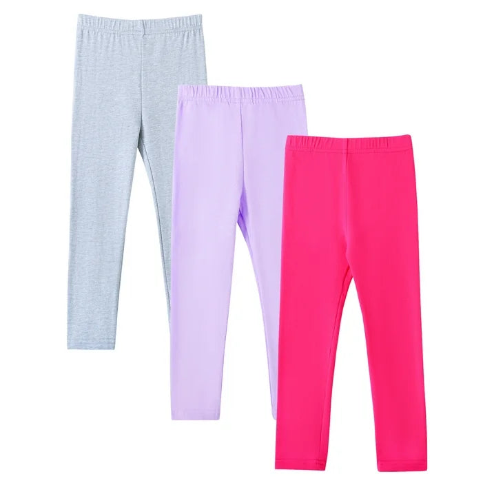 HILEELANG Toddler Kids' Fall & Winter Leggings Ages 1 - 14Y 95% Cotton + 5% Spandex Soft & Skin - Friendly Stretchy & Non - Binding Colors Light Gray, Violet, Dark Rose Red
