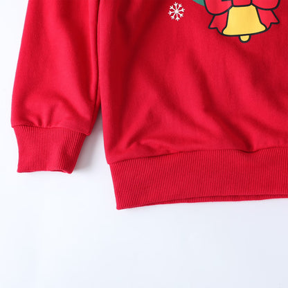 HILEELANG Kids Christmas Sweatshirt, Cotton Pullover Top with Reindeer and Wreath Print, Unisex Holiday Long Sleeve Shirt for Toddler Boys Girls
