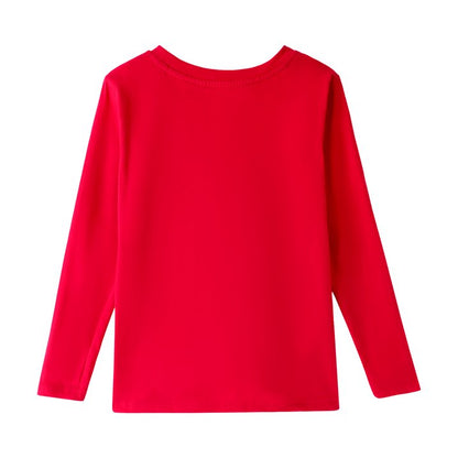 HILEELANG Girls 100% Cotton Long Sleeve T-Shirt 4-Pack, Red Green White Striped, Casual Everyday Tops