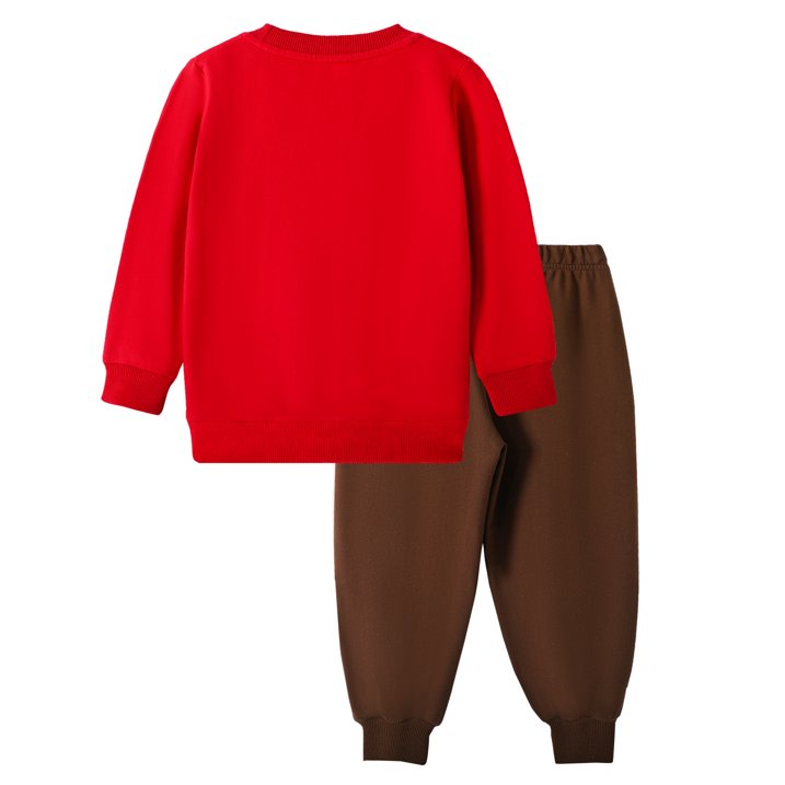HILEELANG Toddler Boy Thanksgiving and Christmas Pullover and Sweatpants Set ,2 Piece Cotton Turkey Applique, Fall Winter Clothes for Kids