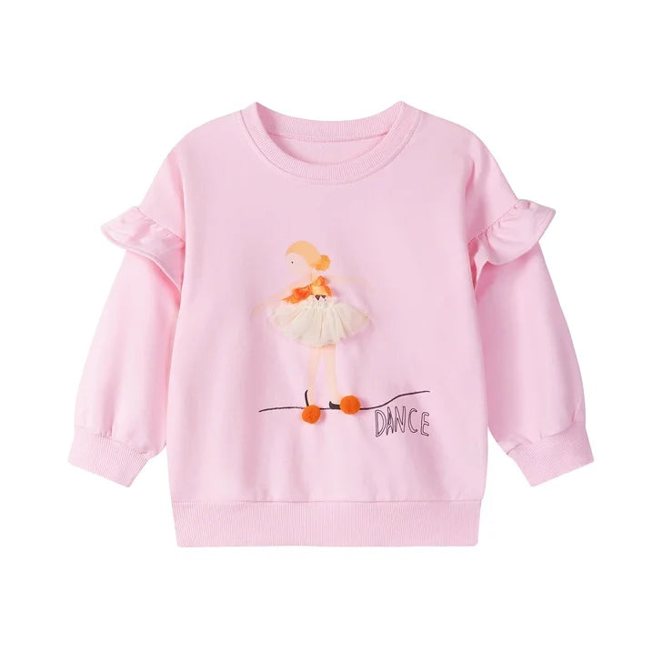 HILEELANG Toddler Girl Sweatshirt and Leggings Set（Age:2-7Y) – Lotus leaf Long Sleeve Pink Fairy Dance Pullover and Brown Pants, Fall Winter for Kids