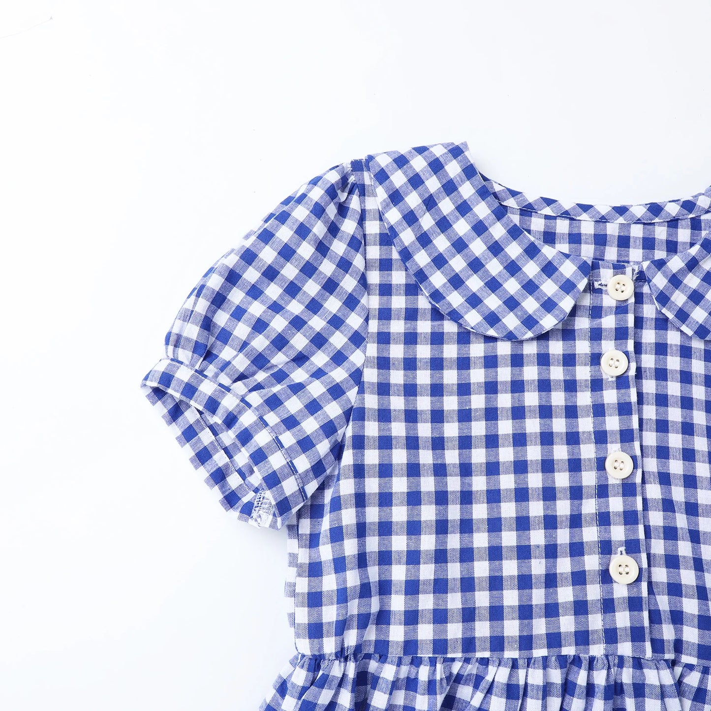 HILEELANG 3-13T Little/Big Girls Navy Gingham 100% Cotton Dress