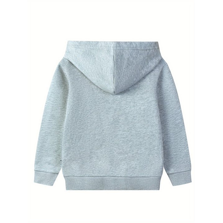 HILEELANG 4-12 Toddler/Little/Big Boys Girls Gray Solid Color Zip Up Hoodie