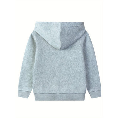 HILEELANG 4-12 Toddler/Little/Big Boys Girls Gray Solid Color Zip Up Hoodie