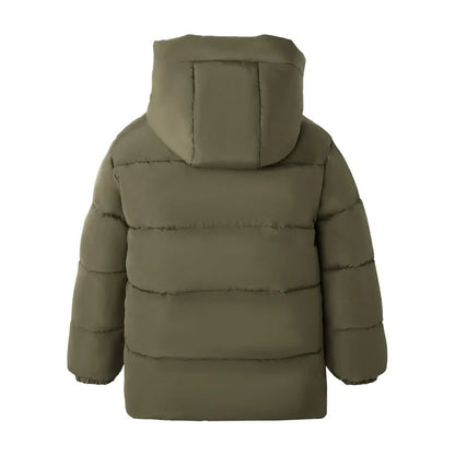 HILEELANG Kids Big Boys Warm Light Weight Padded Puffer Jacket with Hood Water-Resistant Winter Coat for Kids 6-13, Olive Green Outdoor Style