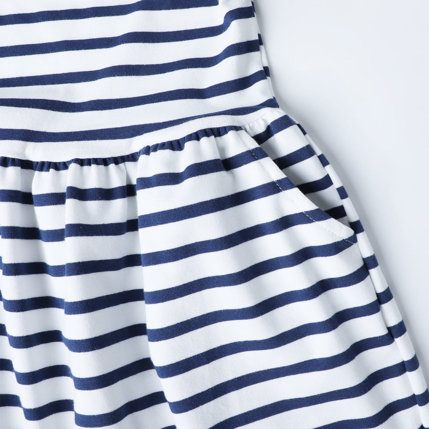 HILEELANG 2-8 Toddler Girls Navy White Stripe Yellow Trim Summer Play Dress