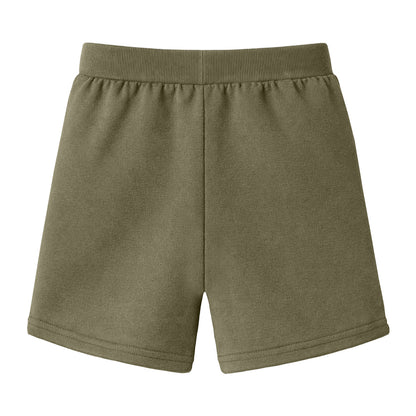 HILEELANG Toddler Boys' Cotton Shorts 3-Pack with Pockets, Grey/Black/Green