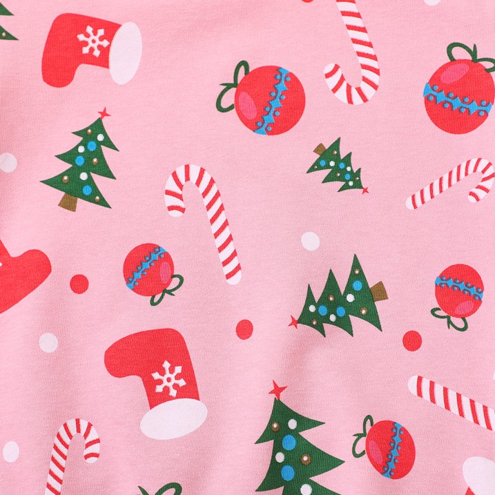 HILEELANG Toddler Girl Christmas Sweatshirts Pink Sock Graphic Cotton Crewneck Pullover Tops Sweater Shirts