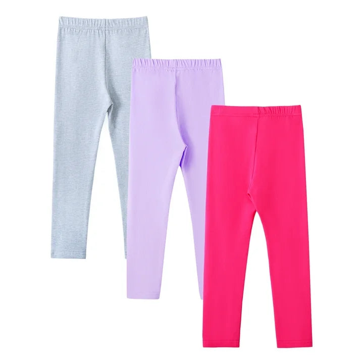 HILEELANG Toddler Kids' Fall & Winter Leggings Ages 1 - 14Y 95% Cotton + 5% Spandex Soft & Skin - Friendly Stretchy & Non - Binding Colors Light Gray, Violet, Dark Rose Red