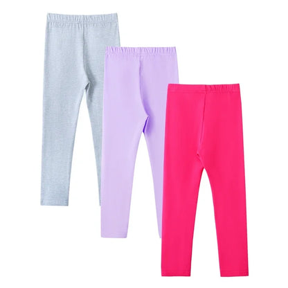 HILEELANG Toddler Kids' Fall & Winter Leggings Ages 1 - 14Y 95% Cotton + 5% Spandex Soft & Skin - Friendly Stretchy & Non - Binding Colors Light Gray, Violet, Dark Rose Red