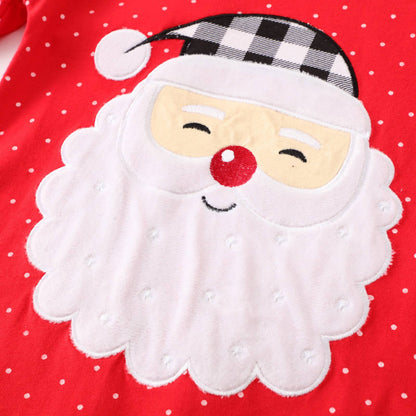HILEELANG Toddler Girl Christmas Dress Red Dot Santa Claus Long Sleeve Cotton Casual Tunic Shirt Jersey Play Dresses
