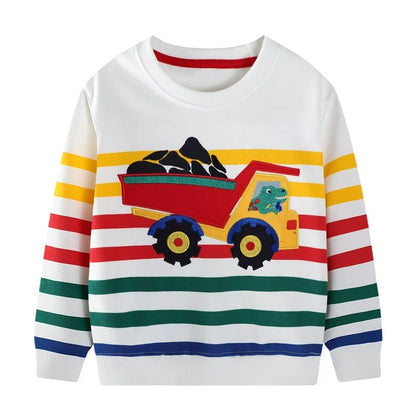 HILEELANG Toddler Boy(2-7Y) Christmas Sweatshirt - Kids Cute Dinosaur Santa Snowman Pullover Holiday Long Sleeve Tops
