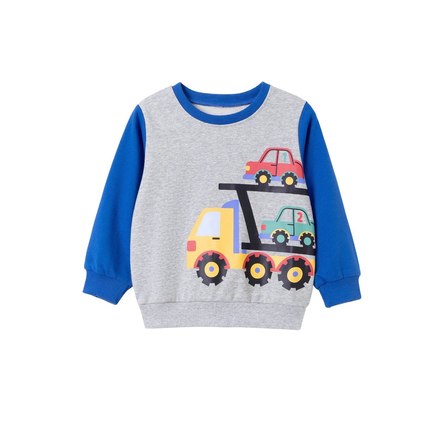 HILEELANG Toddler Boys(2-7Y) Car Truck Sweatshirt and Pants Set, 2 Piece Long Sleeve Outfit for Kids, Cotton Fall Winter Clothes
