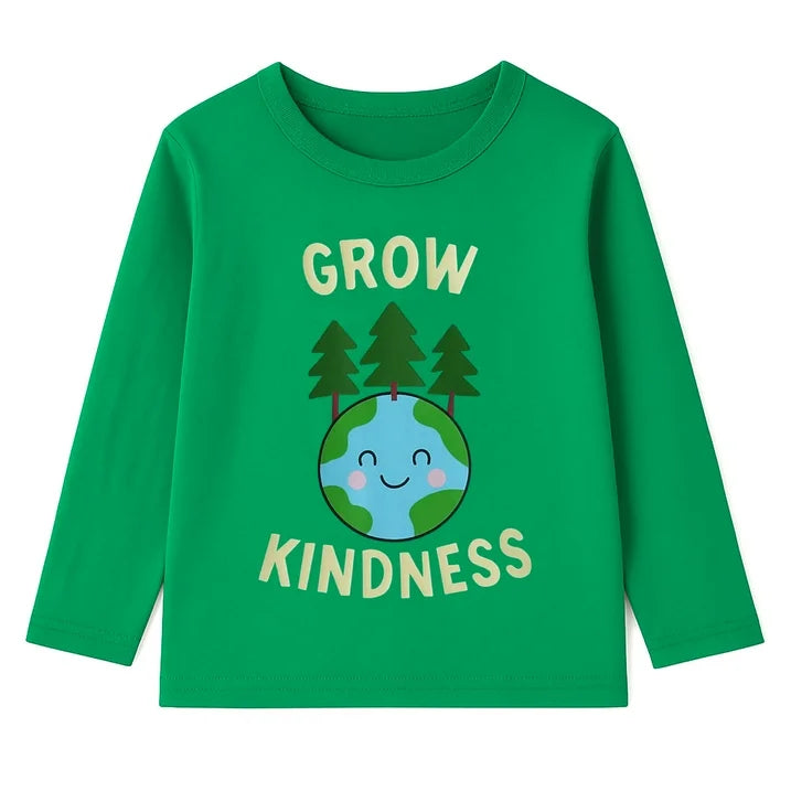 HILEELANG Toddler(2-7Y) Boys' 3-Pack Long Sleeve T-Shirts Cotton Graphic Tees Crewneck Nature & Animal Print Shirts for Kids