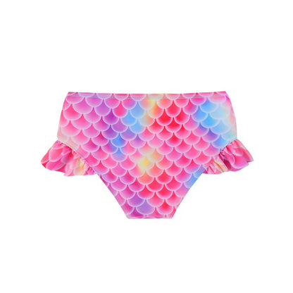 HILEELANG 3-9T Toddler/Little Girls Light Blue Mermaid Graphic Rainbow Scales Rashguard Swimsuit