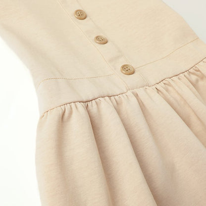 HILEELANG 3-13Y Girls School Jumper Dress with Pockets Sleeveless Uniform Dress Elastic Back Waist for Toddler Little Big Girls Khaki