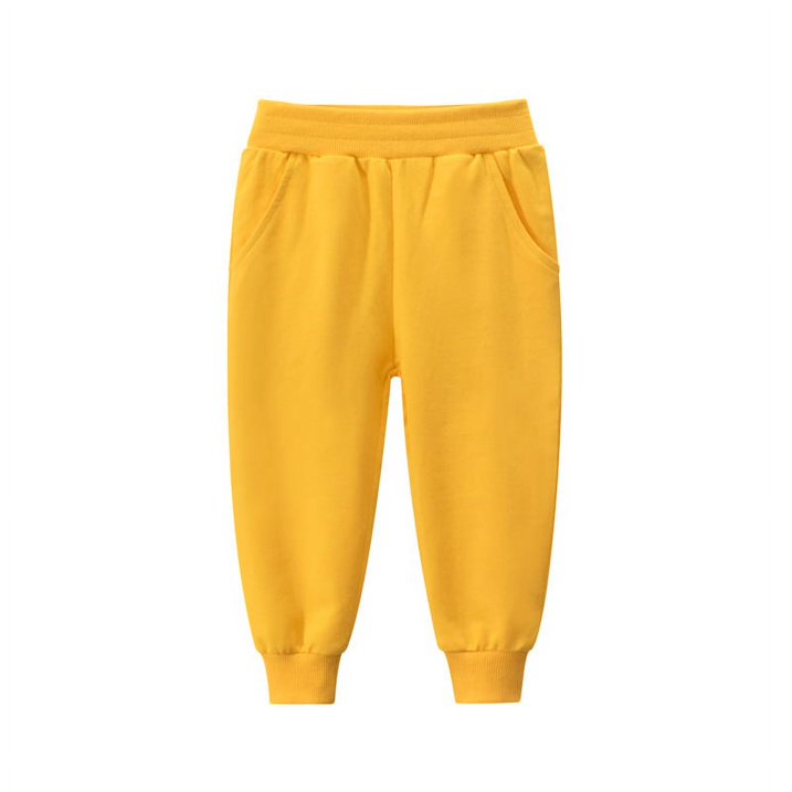 HILEELANG Toddler Kids Boy Girl Pants 2-Pack Set Jogger Sweatpants Jogger Pant Pure Yellow Grey Active Sport Trousers