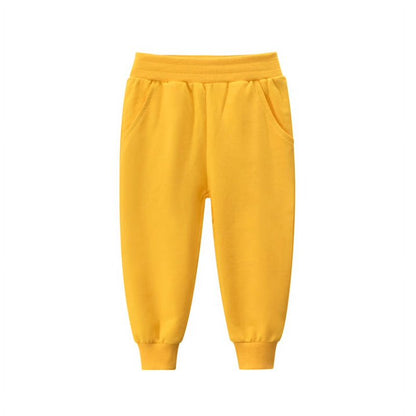 HILEELANG Toddler Kids Boy Girl Pants 2-Pack Set Jogger Sweatpants Jogger Pant Pure Yellow Grey Active Sport Trousers
