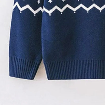 HILEELANG Toddler Boy Girl Sweater Christmas Knit Pullover Crewneck Offer White Blue Christmas Elk Deer Sweatshirts Holiday Sweater