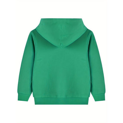 HILEELANG 4-12 Toddler/Little/Big Boys Girls Green Solid Color Hoodie Pullover