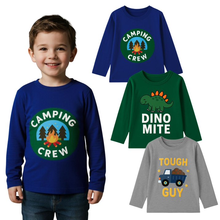 Small dinosaur three-piece t-shirt