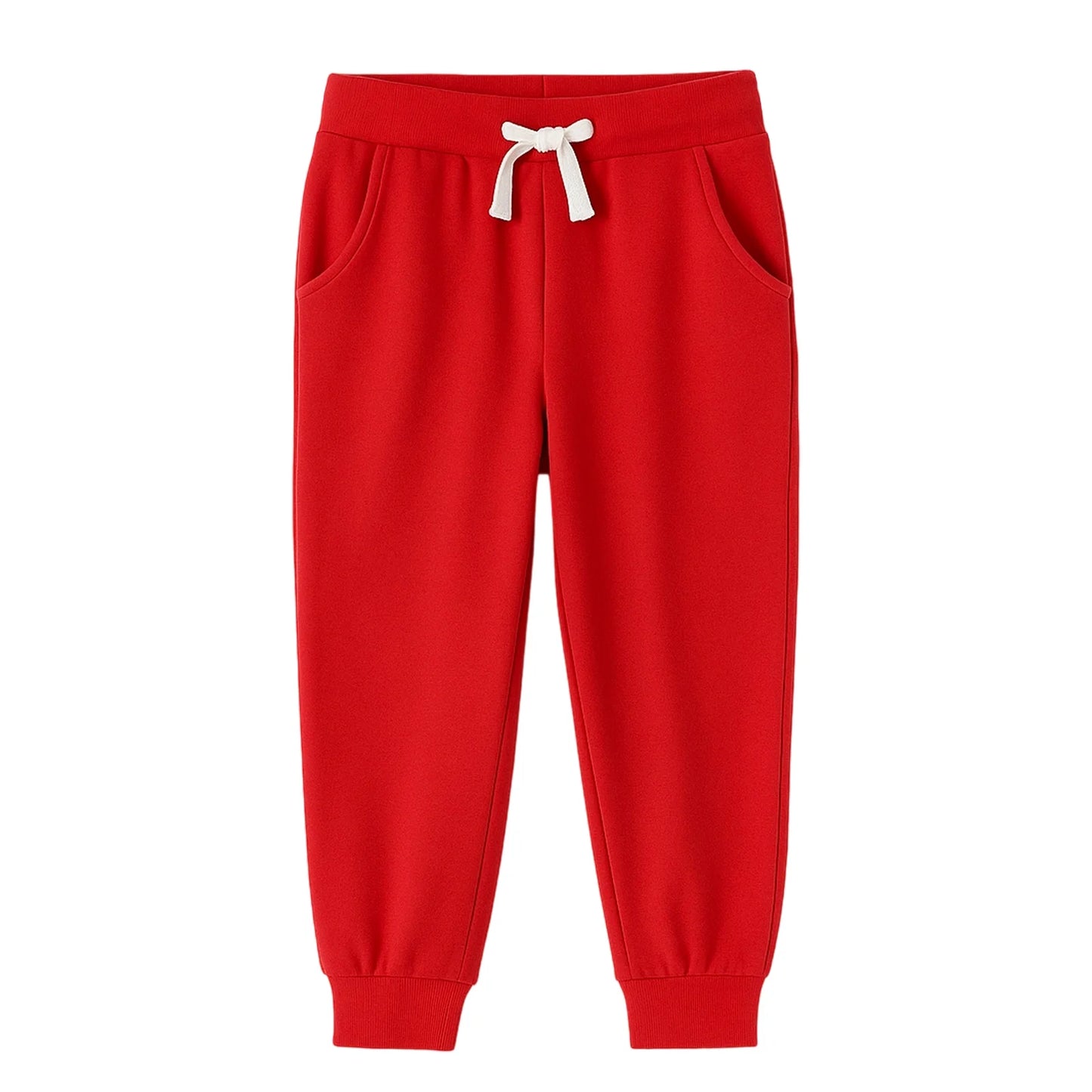 HILEELANG Toddler Girls' Jogger Pants 3-Pack Pull on Cotton French Terry Solid Adjust Black Red Purple Ruffle Pocket SweatPants 2Y