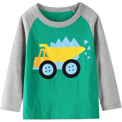 HILEELANG Toddler Boys Long Sleeve T-Shirt Cotton Casual Winter Crewneck Basic Active Tops Tee Tunic Shirts 3 Packs